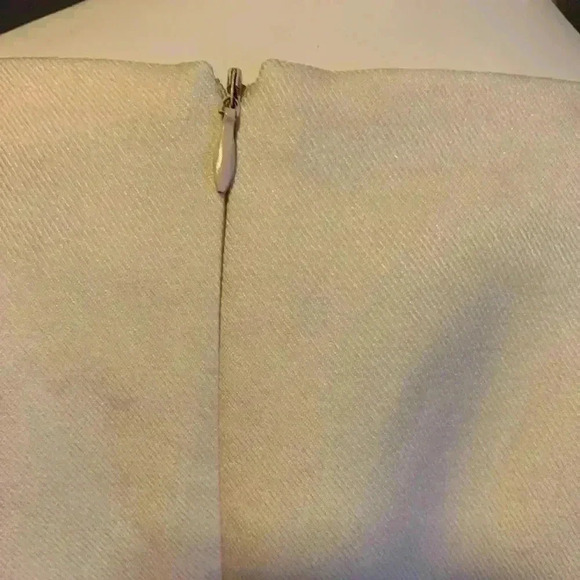 Mary Crafts Beige 3/4 SL Square Slit Neck Zip Cocktail Formal Office Dress Sz 6. - Picture 8 of 9